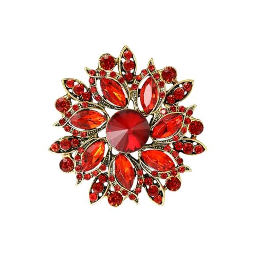 Image of Rhinestone Flower Brooch for Women Vintage Crystal Flower Brooch Pin Elegant Clothing Hat Bag Accessories Christmas Birthday Party Wedding Costume Jewelry