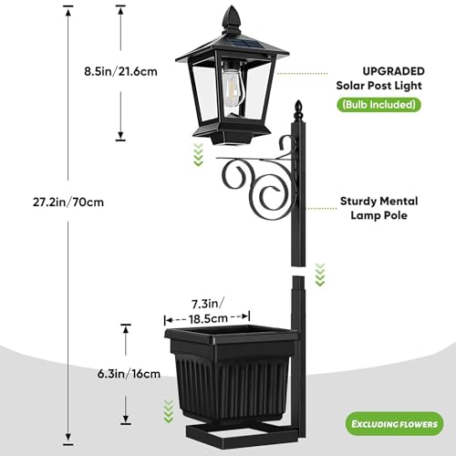 Luz de jardín solar resistente al agua con macetero y montaje de pared 4