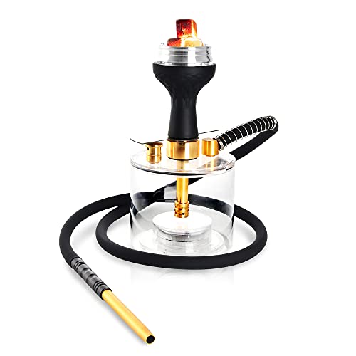 Acrylic Hookah Set ShiSha Kit Perfect for Traveling with Everything - Multicolor LED Light,Metal Charcoal Holder,Silicone Bowl & Hose,Disposable Tips for Hookah Narguile Smoking.(cylinder)