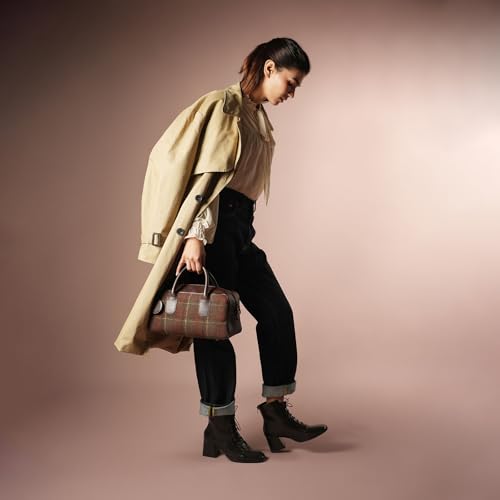 Image of Theater Toad Structured Mini Duffle Bag for Women | Brown Faux Leather Handbag with Detachable Adjustable Strap | Compact Textured Everyday Sling