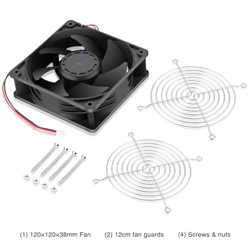 Wathai IP67 120mm x 38mm 12V Waterproof Exhaust Fan Dual Ball High Preformance for Greenhouse, Van, Humid Environments, Outdoor Enclosures or DIY Cooling Ventilation Projects