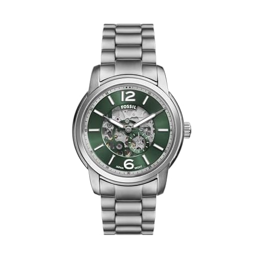 Fossil Relógio masculino Heritage automático de aço inoxidável prateado (modelo: ME3262), Prata, Herança
