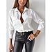 Women Solid Blouse Lapel Long Sleeve Single Breasted Casual Shirt Fashion Tunic Top Coffee