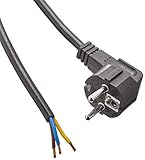 schuko kabel durchmesser Power Cord Bachmann 305174 305.174 Strom Anschlusskabel Schwarz 2.00m