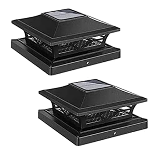 Plookyoe Luces de poste para exteriores para postes de vinilo de madera de 3.5 x 3.5 pulgadas, 5.5 x 5.5 pulgadas, decoración de patio, jardín, color negro, 2 unidades