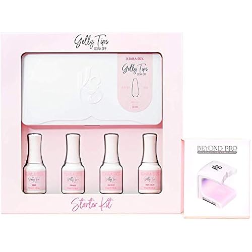 Kiara Sky Gelly Tips Starter Kit | Includes Prep, Primer, Builder, Top Coat, Tips | Stiletto Medium