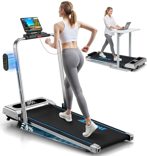 Tapis de Course, FOUSAE Tapis de Marche Pliable avec 12 Programmes HIIT Prédéfinis, Inclinable 9%, 12 KM/H, Moteur Silencieux 2,75 CV, APP & Télécommande, Charge Max 158kg pour Maison & Bureau