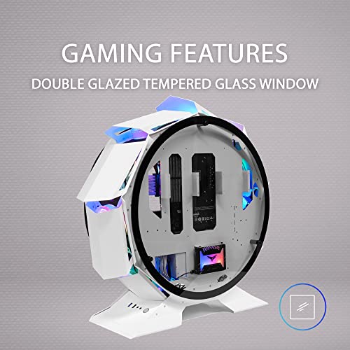 MarsGaming MCORB White, Micro-ATX XL Gaming PC Case, Custom Circular Design, Tempered Double Glazing - Image 5