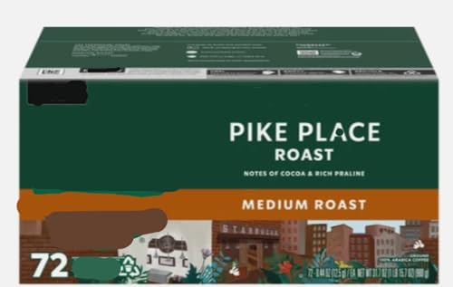 Pike Place K' Cups Original Flavor - 72 Count (Pack of 1), Total of 72 Count Medium Roast (Packaging May Vary) With Coffee Stirrers