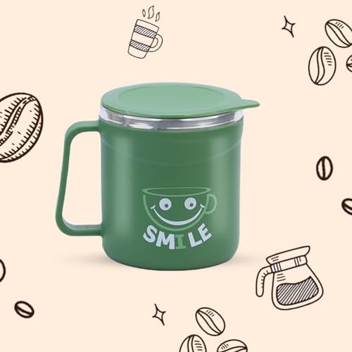 Attro Happy Mug Comes with Double Wall Inner Stainless Still & Lid Stylish Cup Ideal for Hot Coffee, Tea - Olive Green - Plastic, 300 Ml (B0CNH6RQL3) Amazon Price History, Amazon Price Tracker