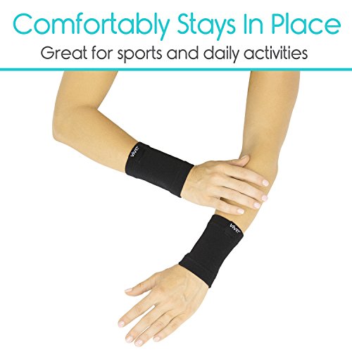 Vive Wrist Compression Sleeves for Women & Men (Pair) - Elastic Support Wristband for Pain Relief & Circulation - Wrist Support for Carpal Tunnel, Arthritis, Tendonitis - Great for Sports Injury - Thumbnail 5