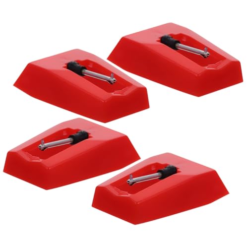 EPIGEIST 4 Agujas de Repuesto para Tocadiscos de Vinilo Aguja de Aluminio Roja Cápsulas Fonocaptoras para Grabadoras Accesorio Duradero y Resistente para Mejorar la Calidad de Sonido