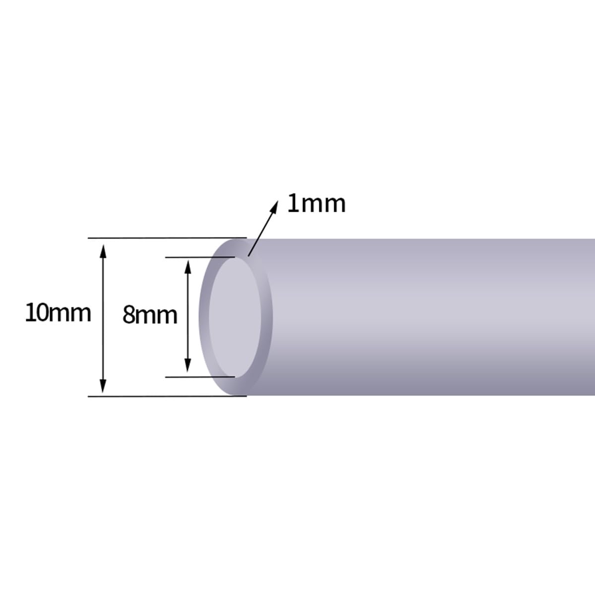 Tuyau en silicone transparent, tuyau d'eau, tuyau horizontal, OD 10 mm, ID 8 mm, épaisseur de paroi 1 mm, longueur 10 m