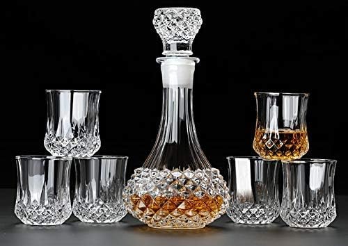 Mivana Elegant Whiskey Decanter Set with Glass 7 pc for Men & Women, 1000 Ml Whiskey Crystal Liquor Drinking Decanter Gift for Alcohol Lover (MV-08) 4