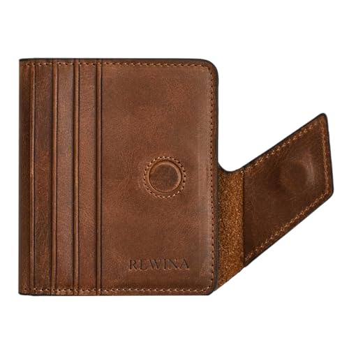 Genuine Leather Bifold Wallet,Credit Card Holder for Men,RFID Blocking,Slim Minimalist Front Pocket,Thin,Stylish,Best Gift,Vintage Crazy,Horse Leather,gifts for men (COFFEE)