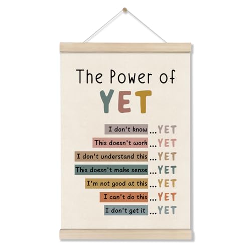 Image of DOI-LANEE The Power of Yet Poster - Motivational Inspirational Wall Decor, Mental Health Therapy Office Decor, Growth Mindset Wall Art for Homeschool Classroom Counselor, 16x12 Inch