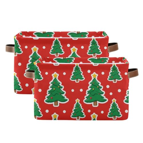 Image of Aslsiy Storage Basket Cute Christmas Tree Snow Red Nursery Bins Baby Box Canvas Clothes Shelf Basket Laundry Hampers 2 Pcs