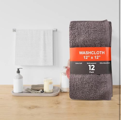 Image of KAHAF COLLECTION 12 Pack Washcloths | Multicolour 100% Cotton Extra Absorbent Face Towels | Soft, Quick Dry Wash Cloths for Bathroom, Spa, Gym, Baby & Travel (12 Packs (12 x 12))
