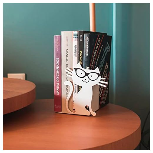 Suporte Aparador Livros Gato Branco