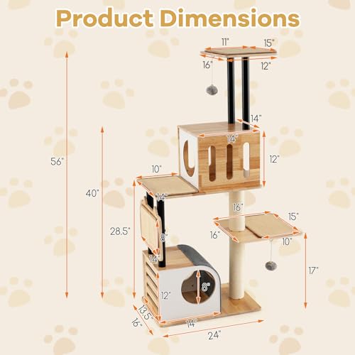 Tangkula Modern Cat Tree torre para gatos multi-nivel miniatura 4