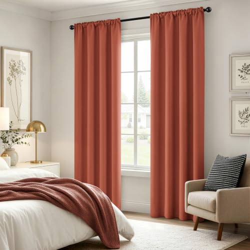 Image of MIULEE Fall Decor Burnt Orange Blackout Bedroom Curtains 84 inch Long 4 Panels