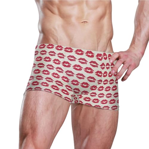 Lip Prints Red Mens Swim Trunk Swimwear Bathing Suit Swim Brief Square Leg Board Short S B04052323