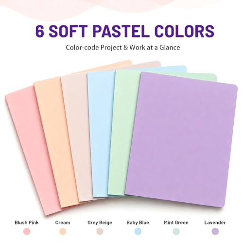 Ftumertly 6 Pack Plastic Folders with Pockets, Letter Size 2 Pocket Poly File Folders with Business Card Slot, Durable Pastel Pocket Folders for Office, Home, Business and Documents — view 5