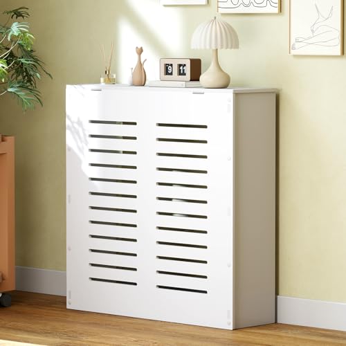 WYJREES Radiator Covers for Home Waterproof PVC Radiator Cover Cabinet Wall Radiator Heater Cover with Louvered Vent Design and Top Storage Shelf Radiator Cover Shelf for Home Dcor