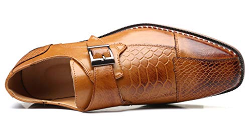 Mens Single Monk Strap Slip on Loafers Leather Oxford Modern Formal Business Dress Shoes4