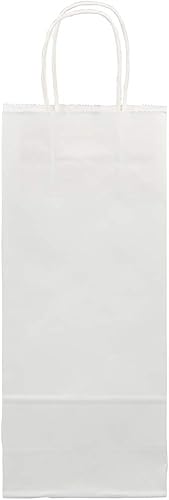 Miniatura 2 de JAM Paper Bolsas de regalo de vino - 5 14 x 3 12 x 13 - Kraft blanco - Se venden individualmente