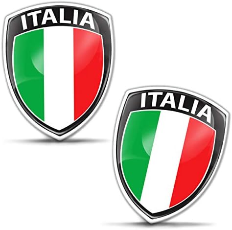 Biomar Labs 2 x 3D Domed Silicone Stickers Decals Car Motorcycle National Italy Italian Flag F 148