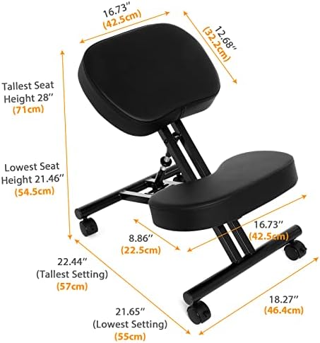 Himimi Kneeling Chair Ergonomic with Thick Memory Foam Cushion, Height Adjustable Office Stool, Knee Support Chair to Relieve Back Pain & Improve Posture, Brake Casters, for Home & Office