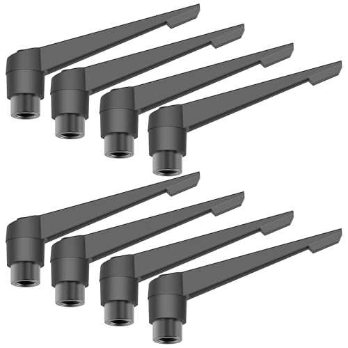 Image of 8PCS Adjustable Clamping Lever Handles, M6 Female Thread Knobs Rotating Screw Locking Quick Release Ratchet Push Button Handle, Black