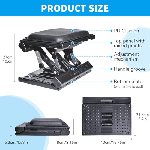 SurmountWay Reposapiés de gran panel para escritorio ajustable sin niveles, reposapiés con masaje ergonómico, altura de ángulo ajustable para oficina o hogar (negro) - imagen 3