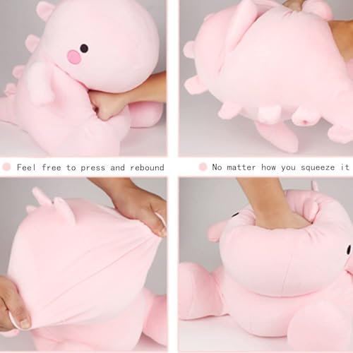 OUKEYI Cute Dinosaur Plush Toys,kawaii plush animal dolls, Plush Stuffed Animal Dino Hugging Pillow Soft, Birthday Gifts for Kids Girls Boys (pink) - Image 3