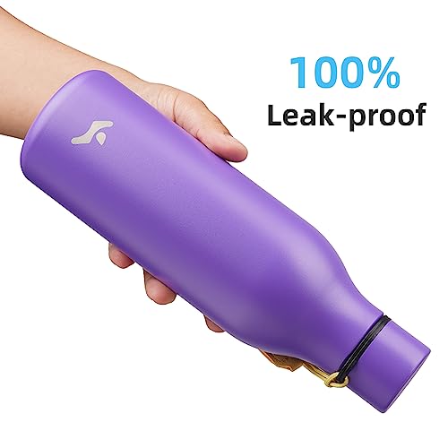 Image of Konokyo Insulated Water Bottle with Strap,18 oz Double Wall Stainless Steel Vacuum Bottles Metal Water Flask,Purple