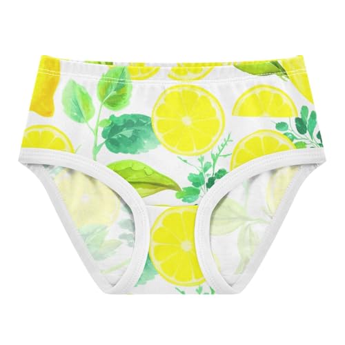 Yellow Watercolor Lemons Girl Panties Cute Girls Underwear Toddlers Cotton Animal Briefs Girls Undies 2t
