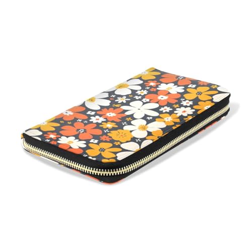 Long Wallets Leather Bifold Wallet for Women Summer Flower with Zipper Credit Card Holder Large Capacity4