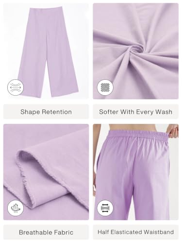 Image of SAADAA Women's Relaxed Fit Mid Rise Airy Linen Wide Leg Pants, High Waist Trousers for Formal, Casual & Office Wear