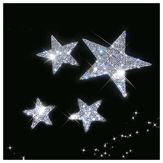 Bling Car Decals for Women, Adhesive Rhinestone Stickers for Car Exterior and Interior, Laptop, Windows, Furniture (Stars, 2 Pack)