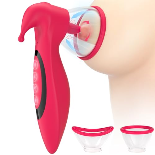 Greenpinecone Vibration für Frauen Saugen/Lecken/Vibrator Brust Massagegeräte mit 10 Vibrationsmodi,10 Klitoris Stimulator und 7 Nippelsauger Vibrators BDSM Bruststimulatoren Sex Spielzeug für Paare