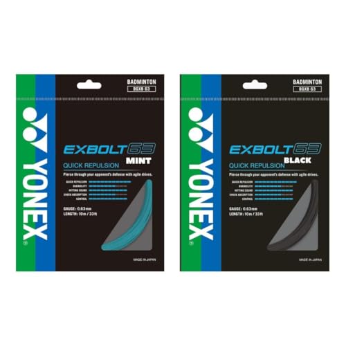 YONEX EXBOLT63 Badminton String Set of Two Choice of Colors (Mint/Black)
