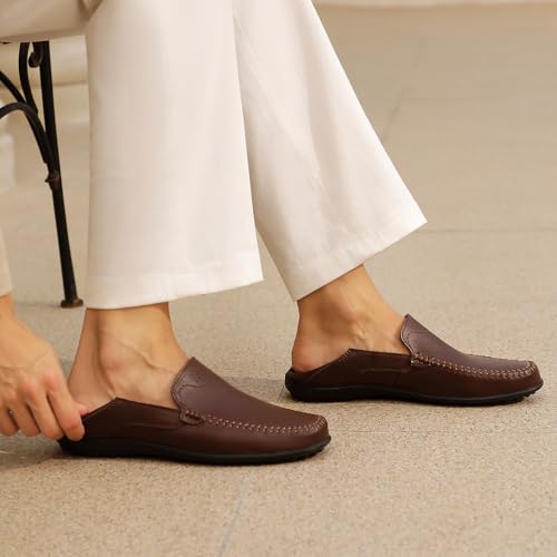 Image of Go Tour Men's Premium Genuine Leather Casual Slip on Loafers Breathable Driving Shoes Fashion Slipper