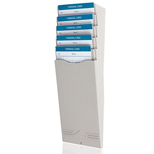 Flexzion Time Card Rack 5 Pocket Slots Wall Mounted Expandable Stacking Holder Compatible With 7" Inch Cards Pyramid Series 2000 6000 Attendance Payroll Recorder For Office Punch In Clock Out (Beige) #TOP2