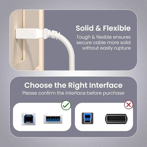 Image of USB 3.0 High Speed Printer Cable 10 Meter - A Male to B Male for HP, Canon, Epson, Scanner, Printer, Computer, Laptop - White