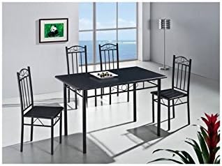 Quidin Modern Black Kitchen Dining Table and 4 Chairs 5 Piece (RRP £99.99)