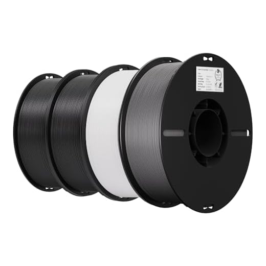 Creality 3D Printer Filament 1.75mm 4KG, PLA Filament Bulk +/- 0.02mm, 4 Pack 1kg Spool(2.2lbs) 3D Printing Filament Fits for Most FDM 3D Printers, Black Black White Grey