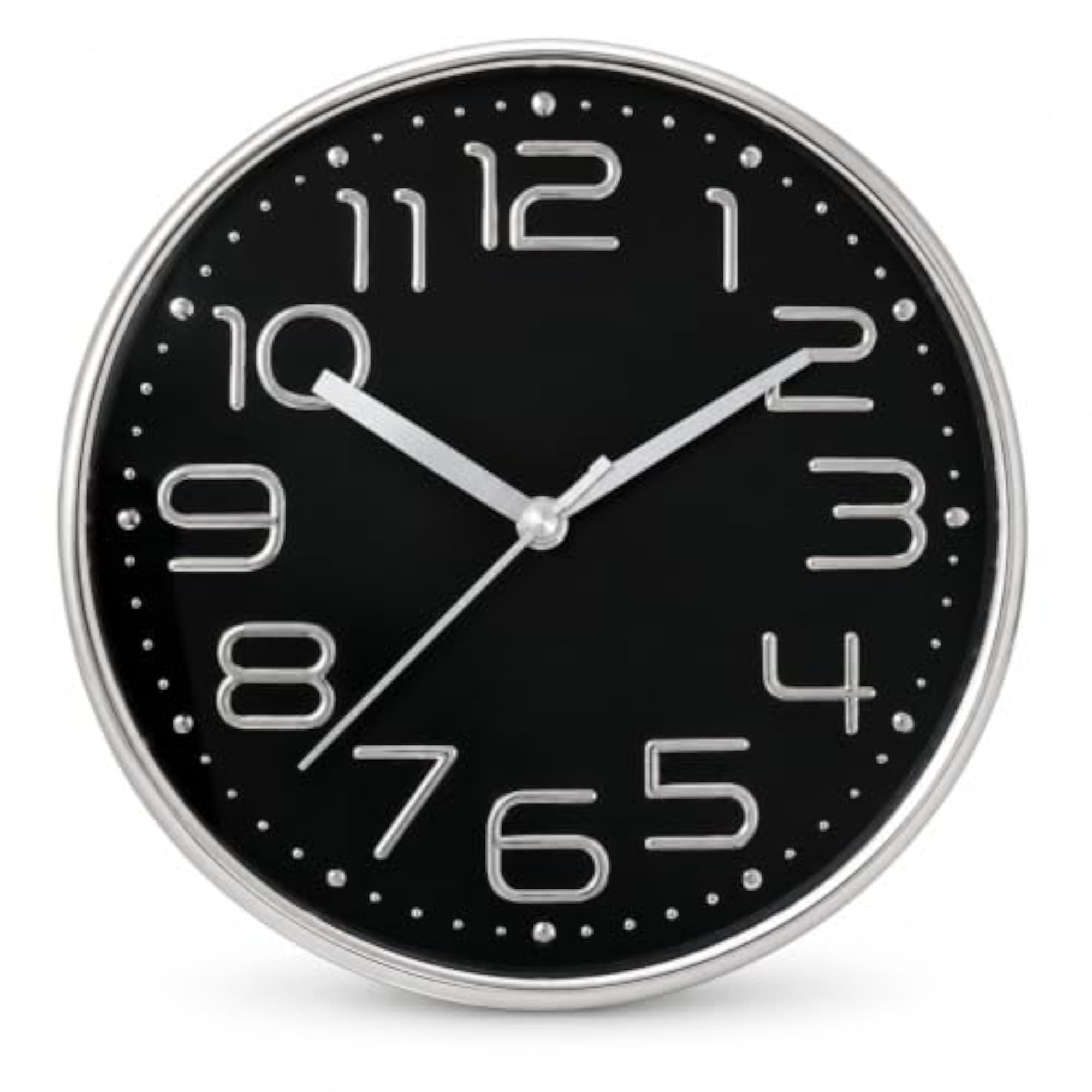 Silver Square Wall Clock, Modern Analog Design