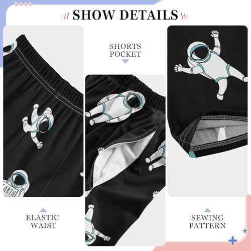 CaTaKu Boys Astronaut Spaceman Dog Pants for Boys Girls Wide Leg Sweatpants Kids Long Bottoms with Pockets Size 6-14Y4