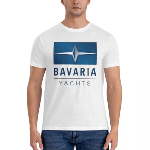LSNUO Bavaria-Yachts-Blue-Silver-Logo-T-Shirt-for-Plus